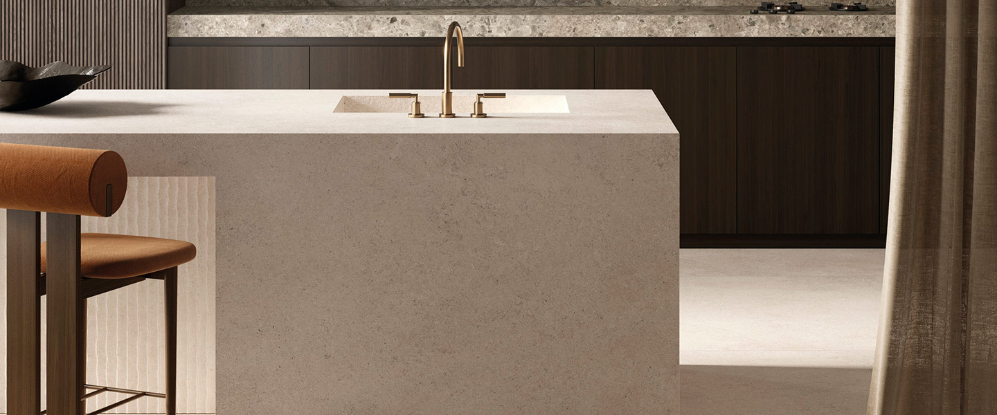 Top cucina Effetto Pietra crema neve