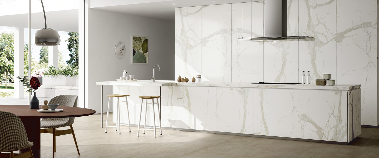 Top cucina Effetto Marmo white calacatta