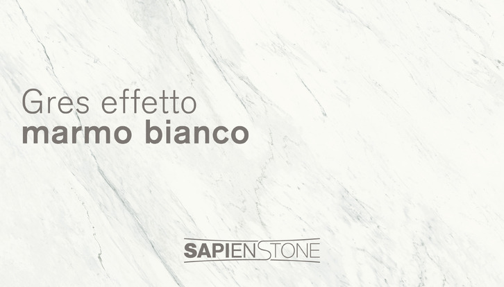 Top cucina gres porcellanato effetto marmo bianco SapienStone