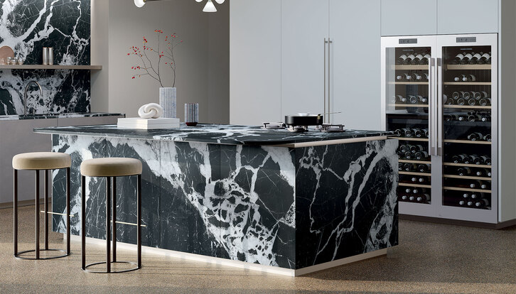 Top cucina effetto marmo nero Grand Antique - SapienStone
