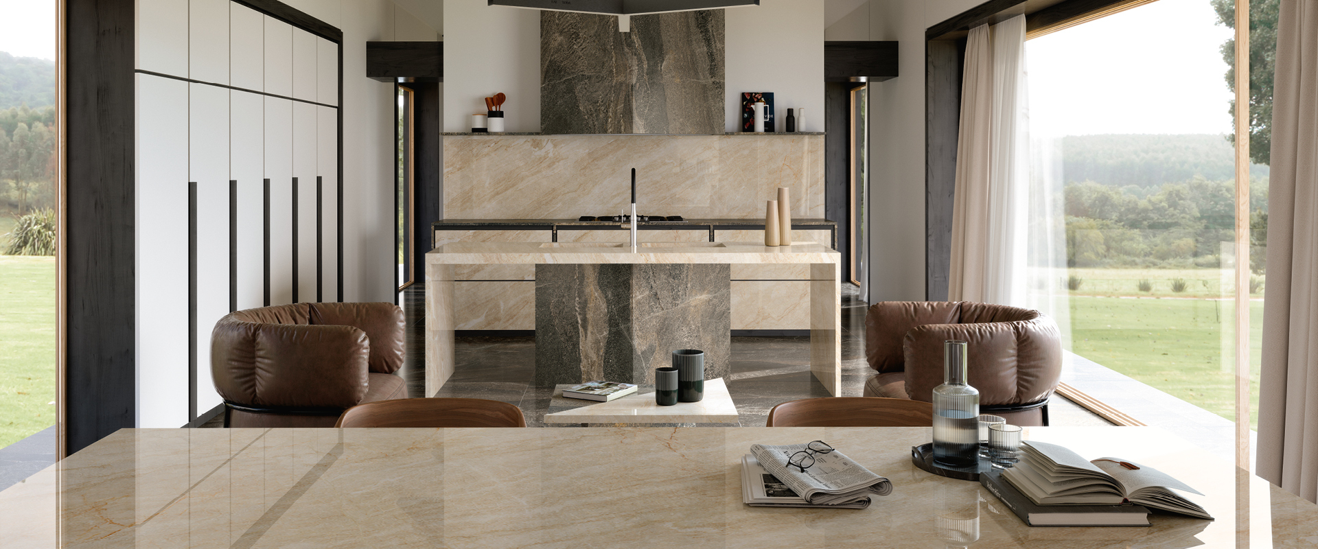 Top cucina effetto marmo beige: design e consigli di stile